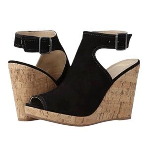 Johnston & Murphy Black Suede Wedge Sandals
